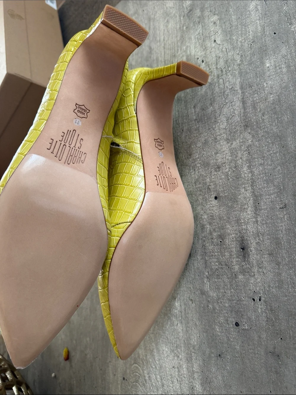 Charlotte Stone Rita Yellow Croc-Embossed Pointed Toe Ankle Booties